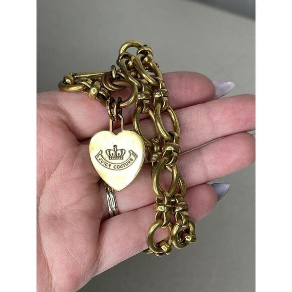 Vintage Juicy Couture Necklace Chunky Chain Link Toggle Y2K Gold Tone - Picture 3 of 5